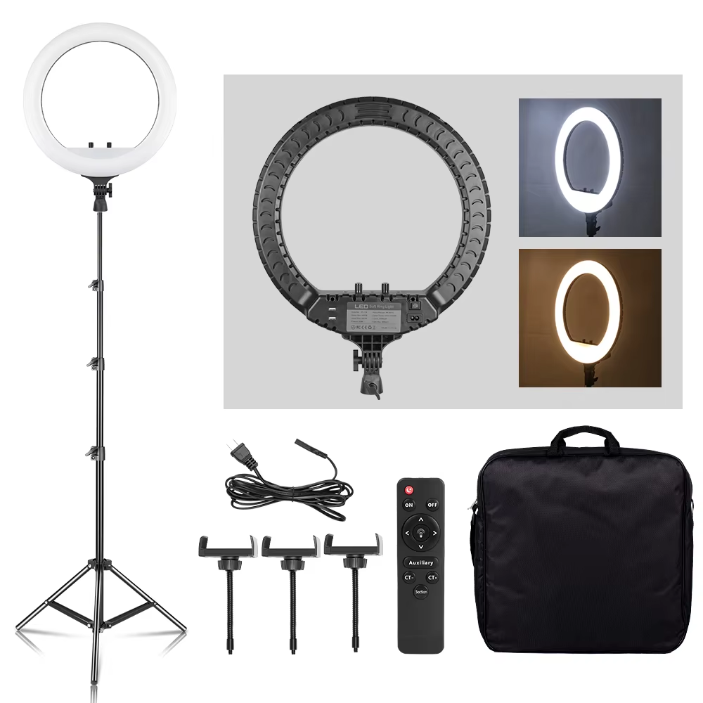 Led Ring Light 18 - ไฟวงแหวน LED ขนาด 18 นิ้ว พร้อมขาตั้งกล้องและที่หนีบโทรศัพท์