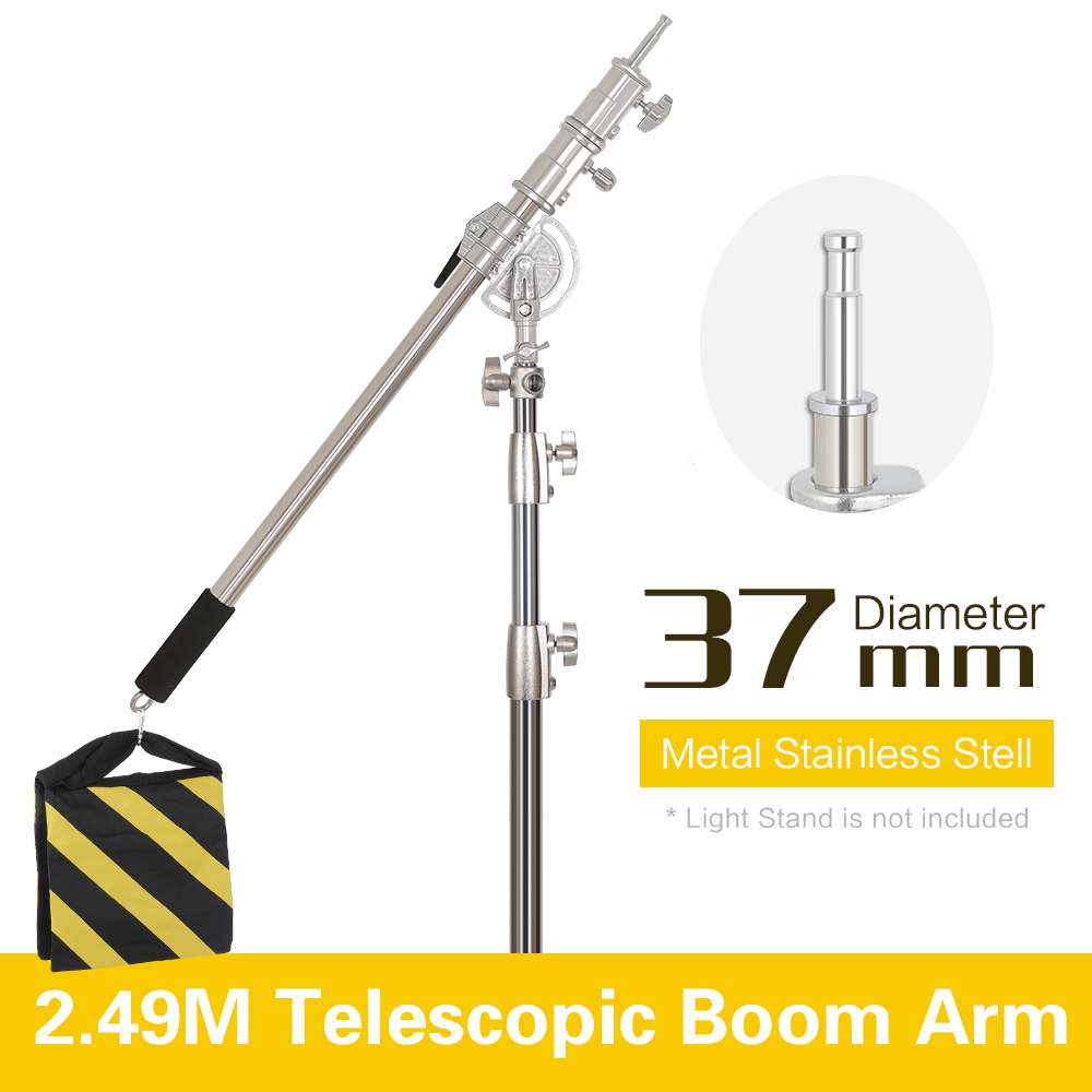 Photography Lighting Set - ความยาว 2.49M Cross Arm ชุดสแตนเลสขาตั้งน้ําหนักกระเป๋าอุปกรณ์เสริมสําหรับสตูดิโอถ่ายภาพ Extension