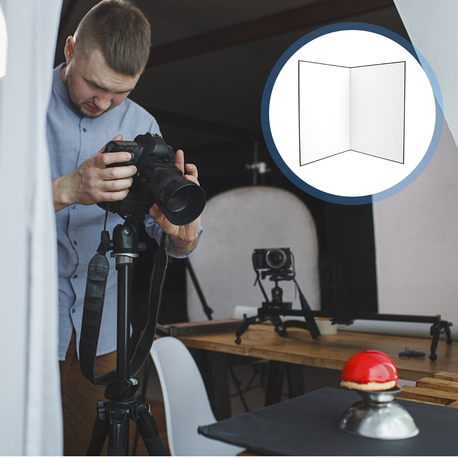 Photography Lighting Design - แผ่นสะท้อนแสงสำหรับถ่ายภาพแบบพับได้ A3 ดีไซน์สองด้าน สำหรับถ่ายภาพเครื่องประดับ เครื่องสำอาง อาหาร