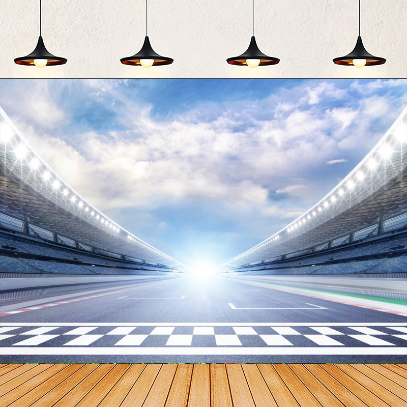 Photography Lighting Background - ฉากหลังการถ่ายภาพรถแข่ง จุดเส้นชัย สนามแข่ง ไฟสปอตไลท์ ผู้ชม ฉากหลัง