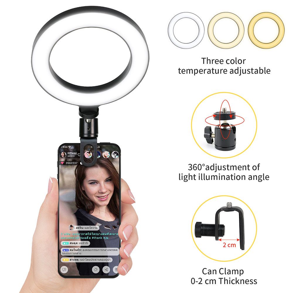 Photography Lighting Youtube - ไฟวิดีโอ LED ขนาด 16 ซม. พร้อมขาตั้ง