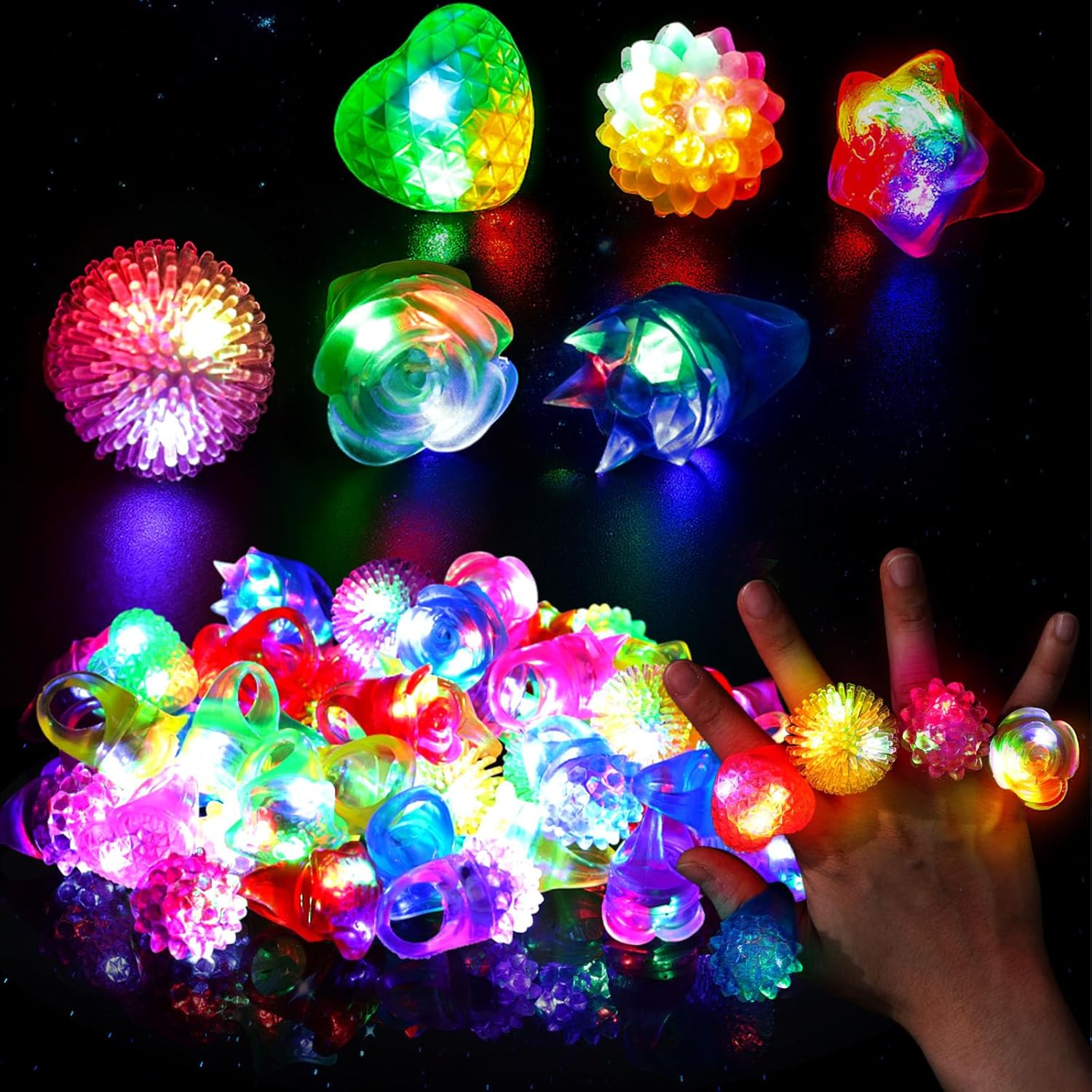 แหวนเจลลี่เรืองแสง LED 10 ชิ้น - Led Ring Light 18 บทวิจารณ์และราคา