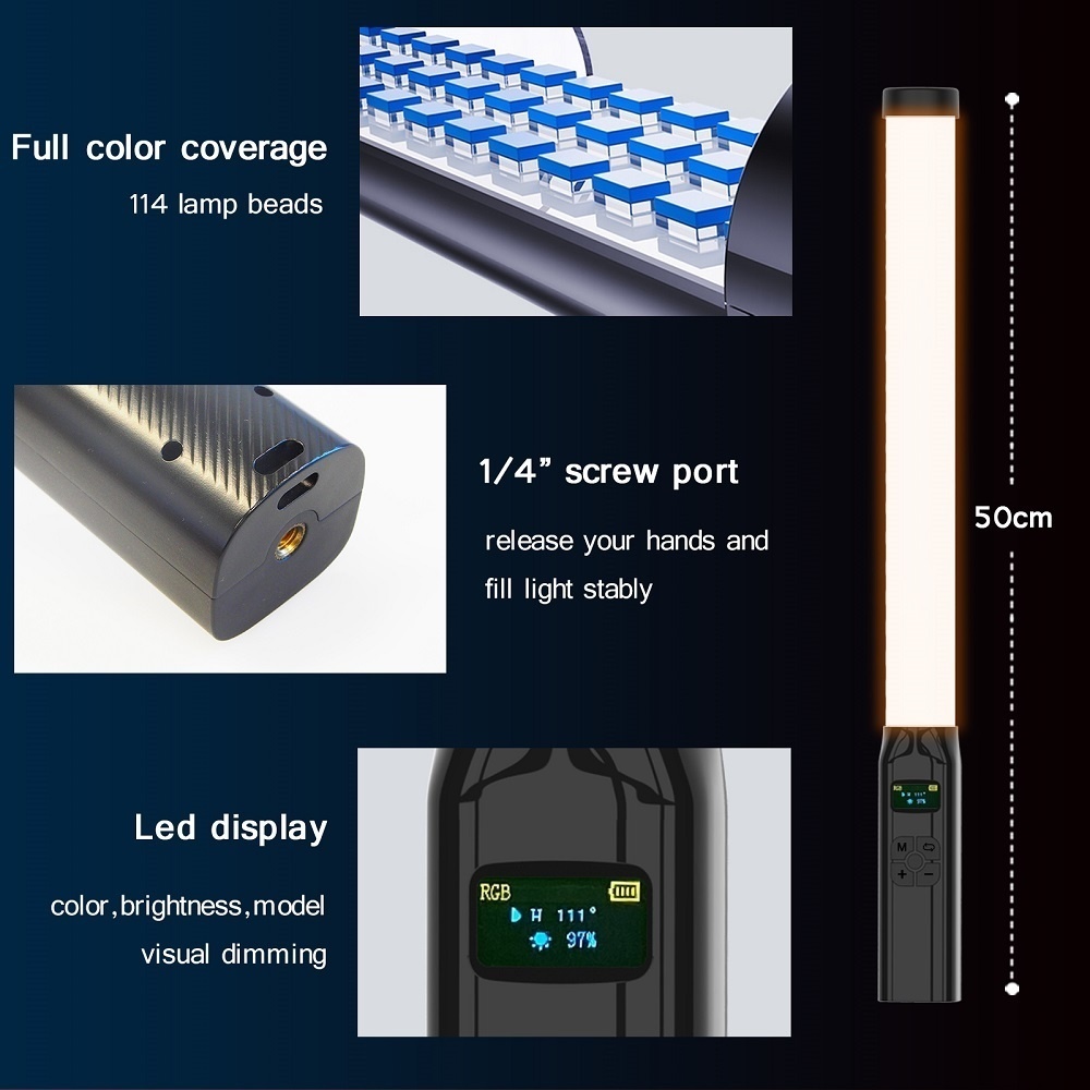 50 ซม.RGB Stick Light Wand น้ํ - Photography Lighting Youtube บทวิจารณ์และราคา
