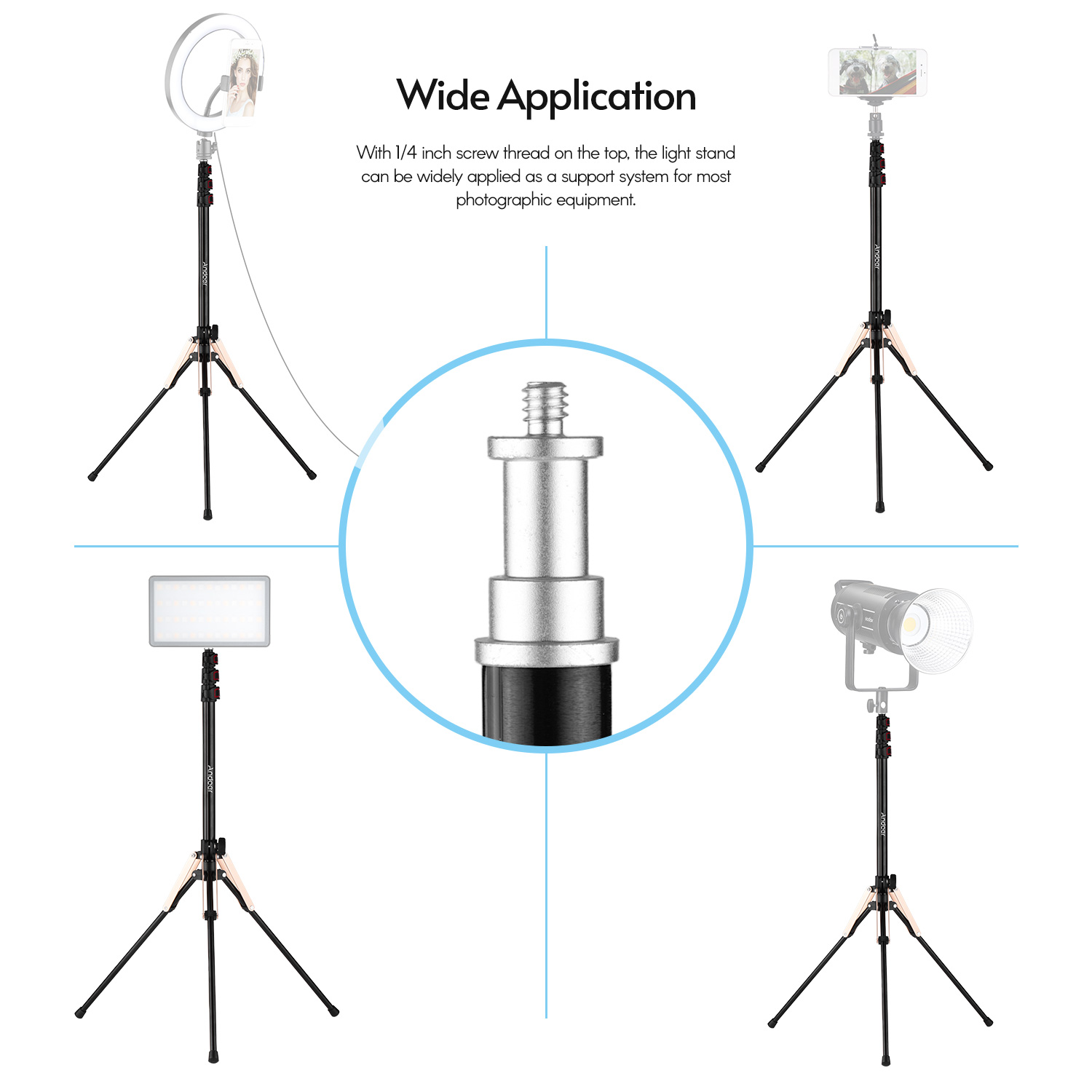 Andoer 190 ซม./74.8 นิ้วอลูมิเ - Photography Lighting Design บทวิจารณ์และราคา